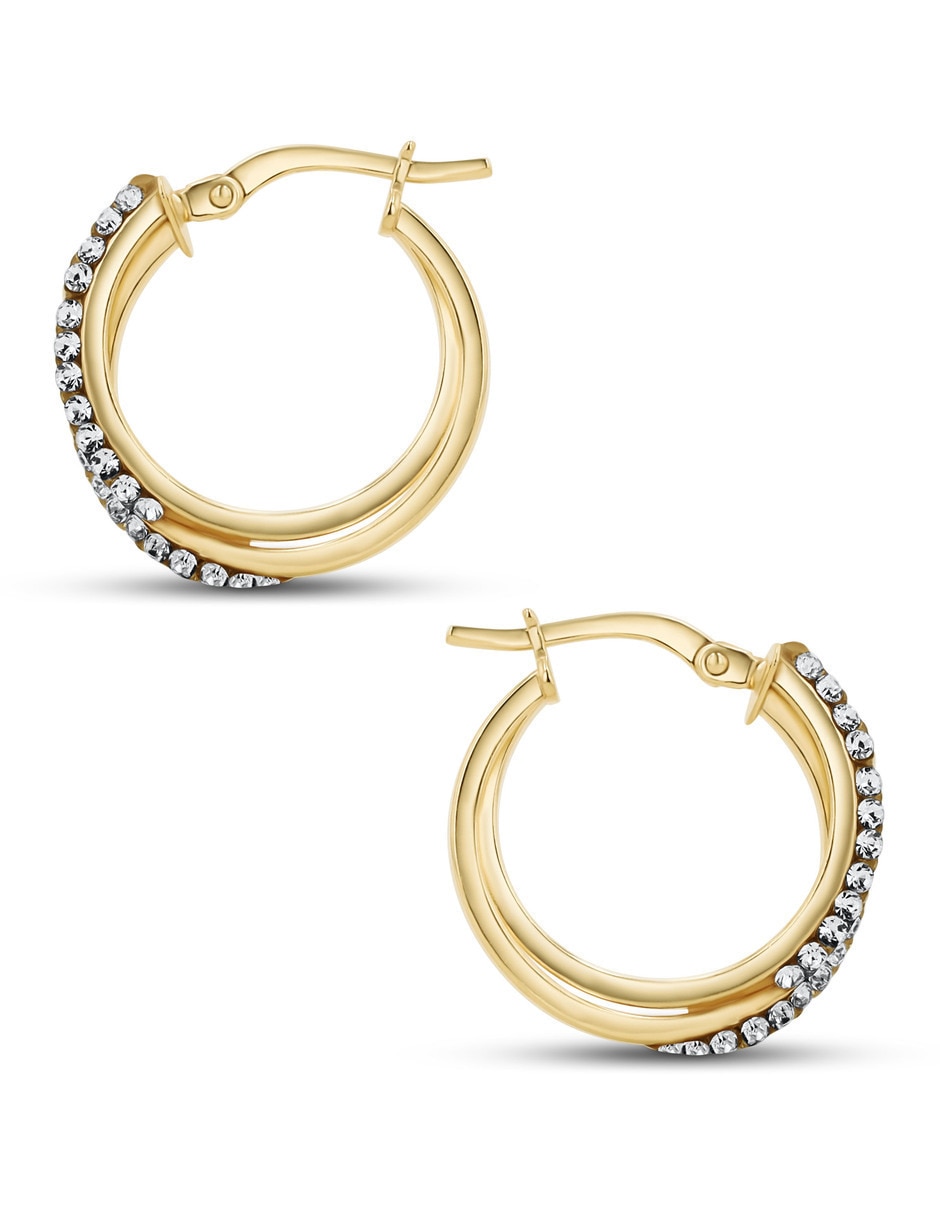 Arracadas JOYERIAS BIZZARRO de plata vermeil P 925 con acabado brillante zirconia