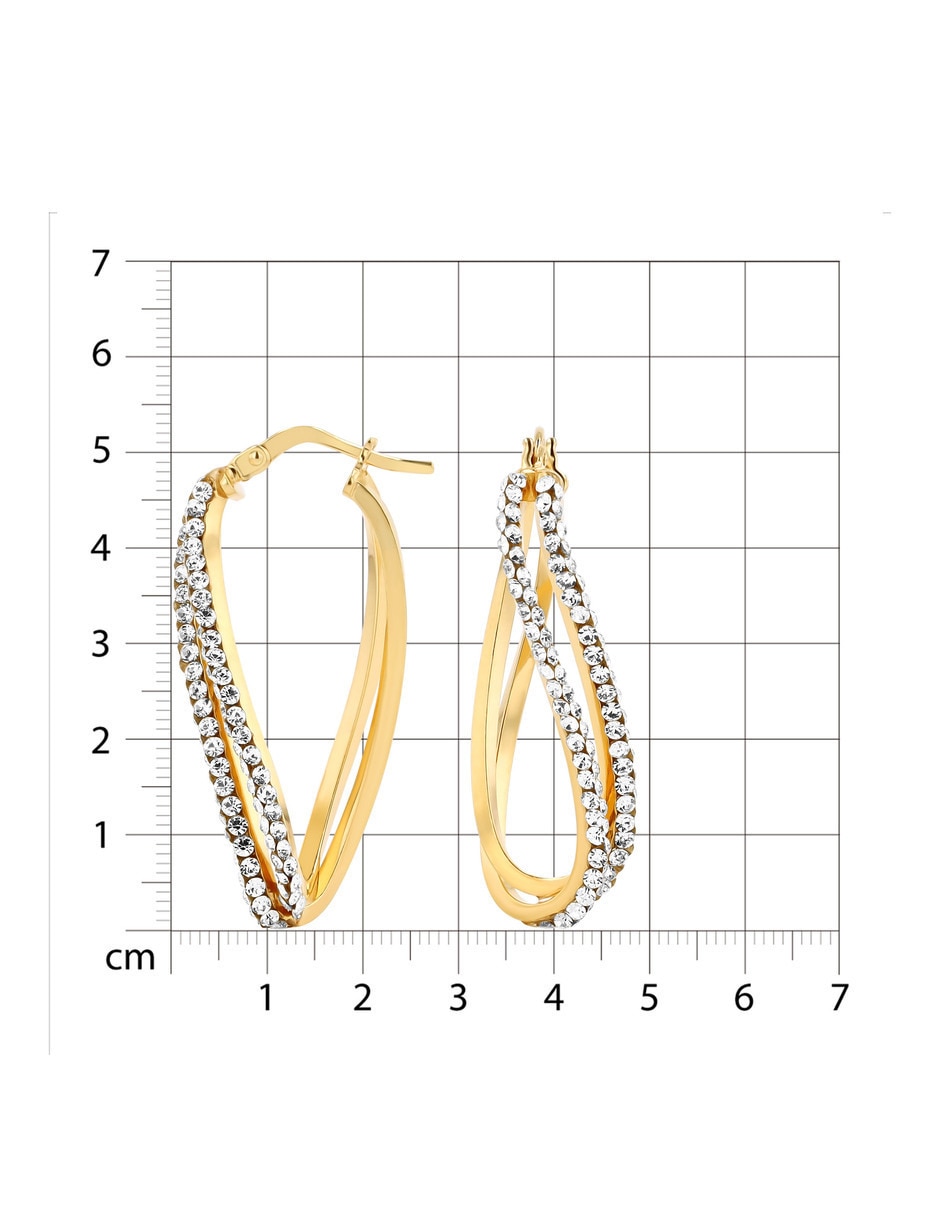 Arracadas de gota JOYERIAS BIZZARRO de plata vermeil P 925 con acabado brillante zirconia