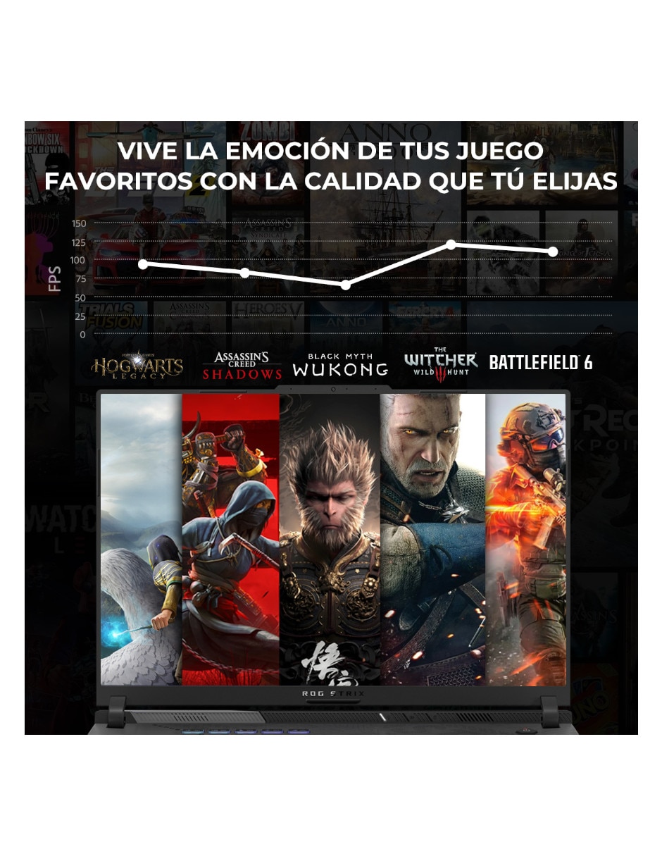 Laptop gamer ROG Strix G16 16 pulgadas Full HD+ AMD Ryzen 9 NVIDIA GeForce RTX 5070 32 GB RAM 1 TB SSD 3