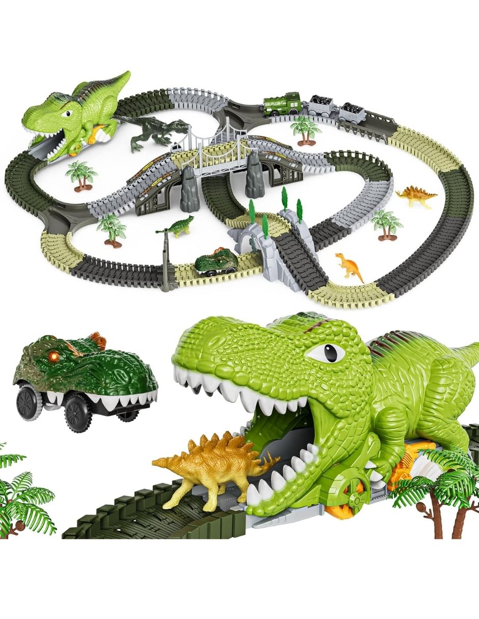 Juguete armable Pista de carretas dinosaurios Tumama