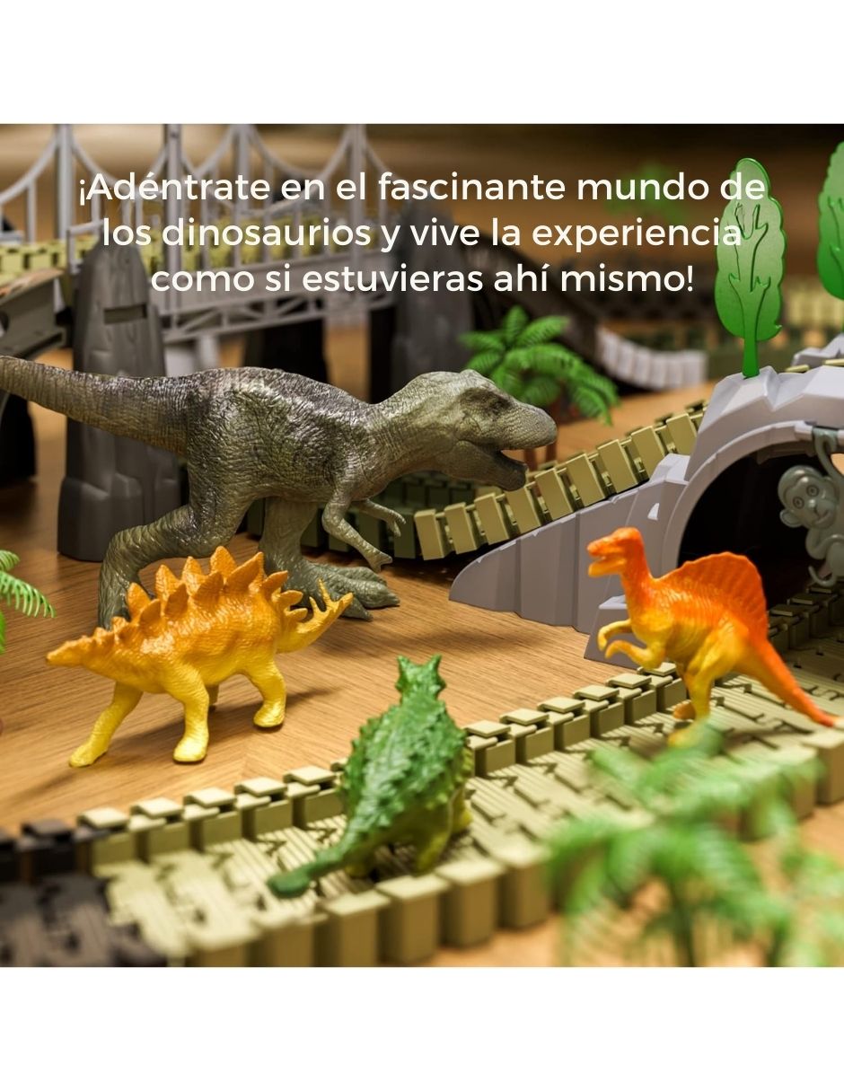 Juguete armable Pista de carretas dinosaurios Tumama