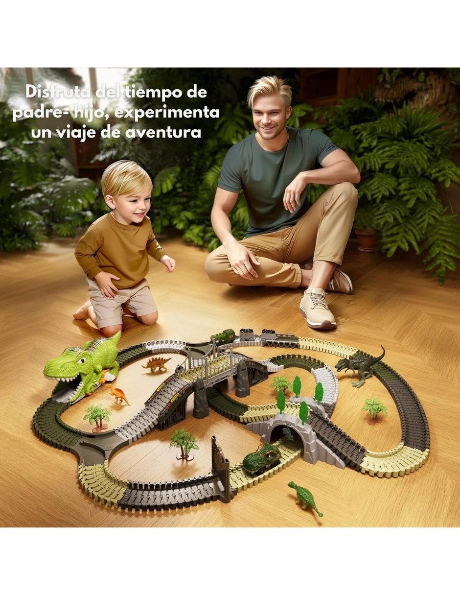 Juguete armable Pista de carretas dinosaurios Tumama