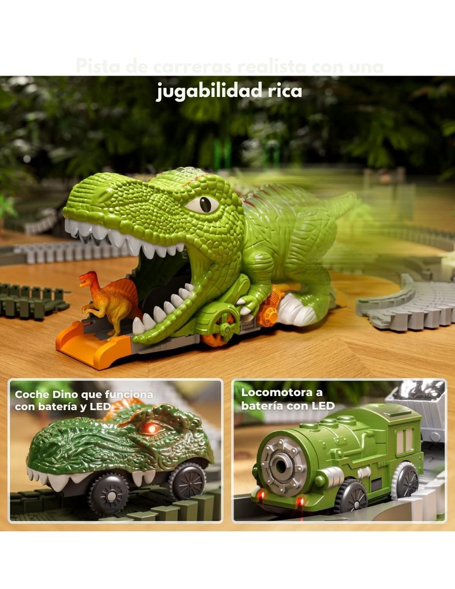 Juguete armable Pista de carretas dinosaurios Tumama