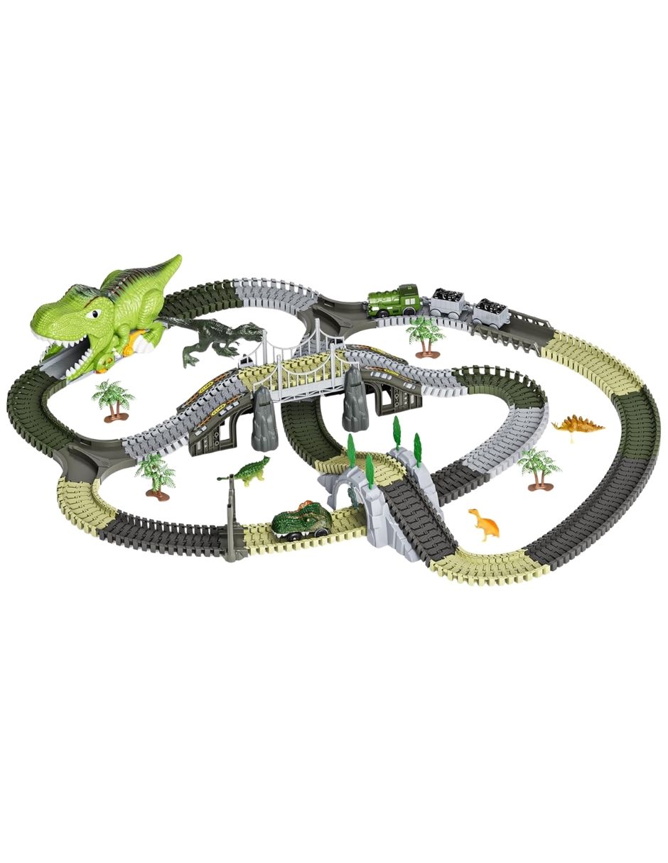 Juguete armable Pista de carretas dinosaurios Tumama