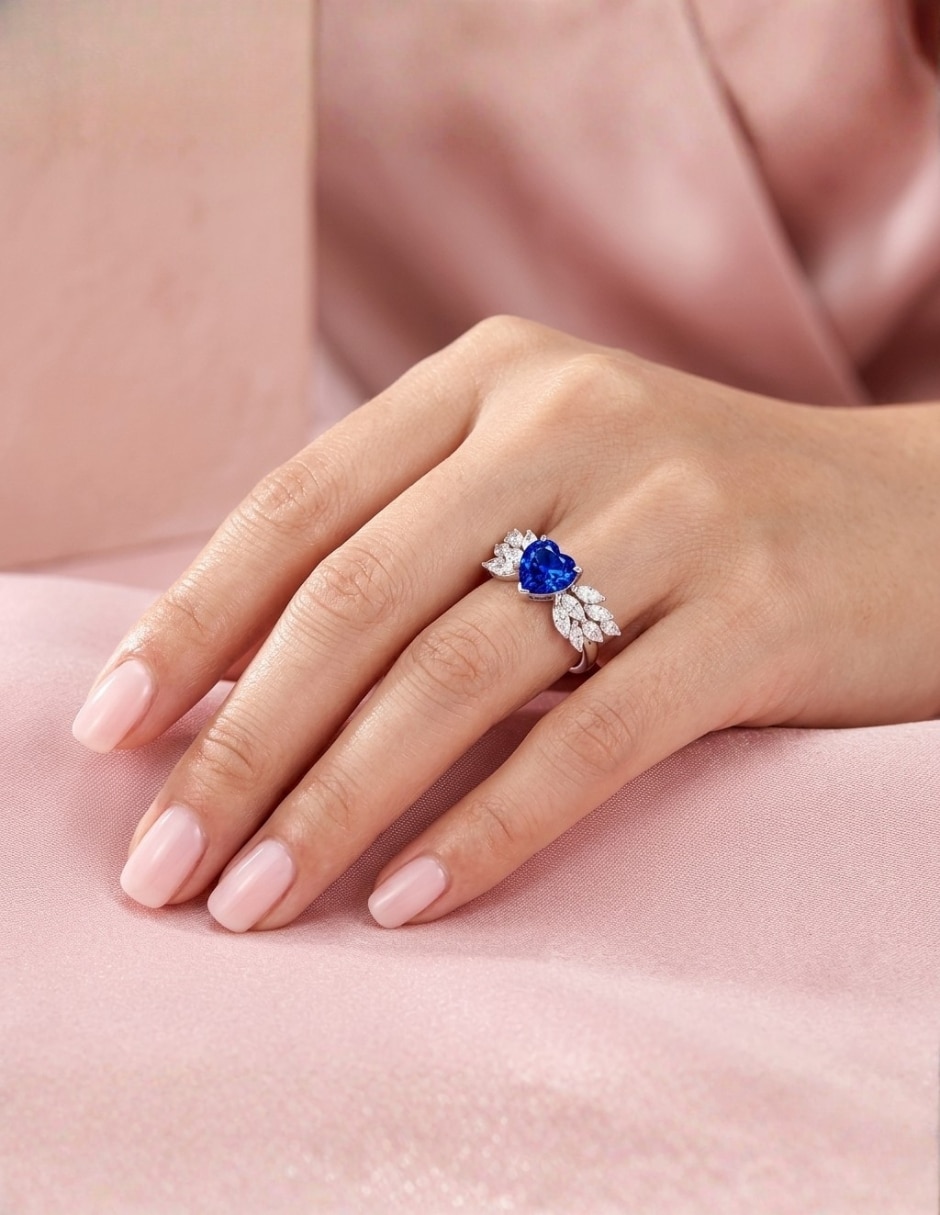 Anillo con gema de corazón aretize brillo p 925 de plata zirconia cúbica pavé