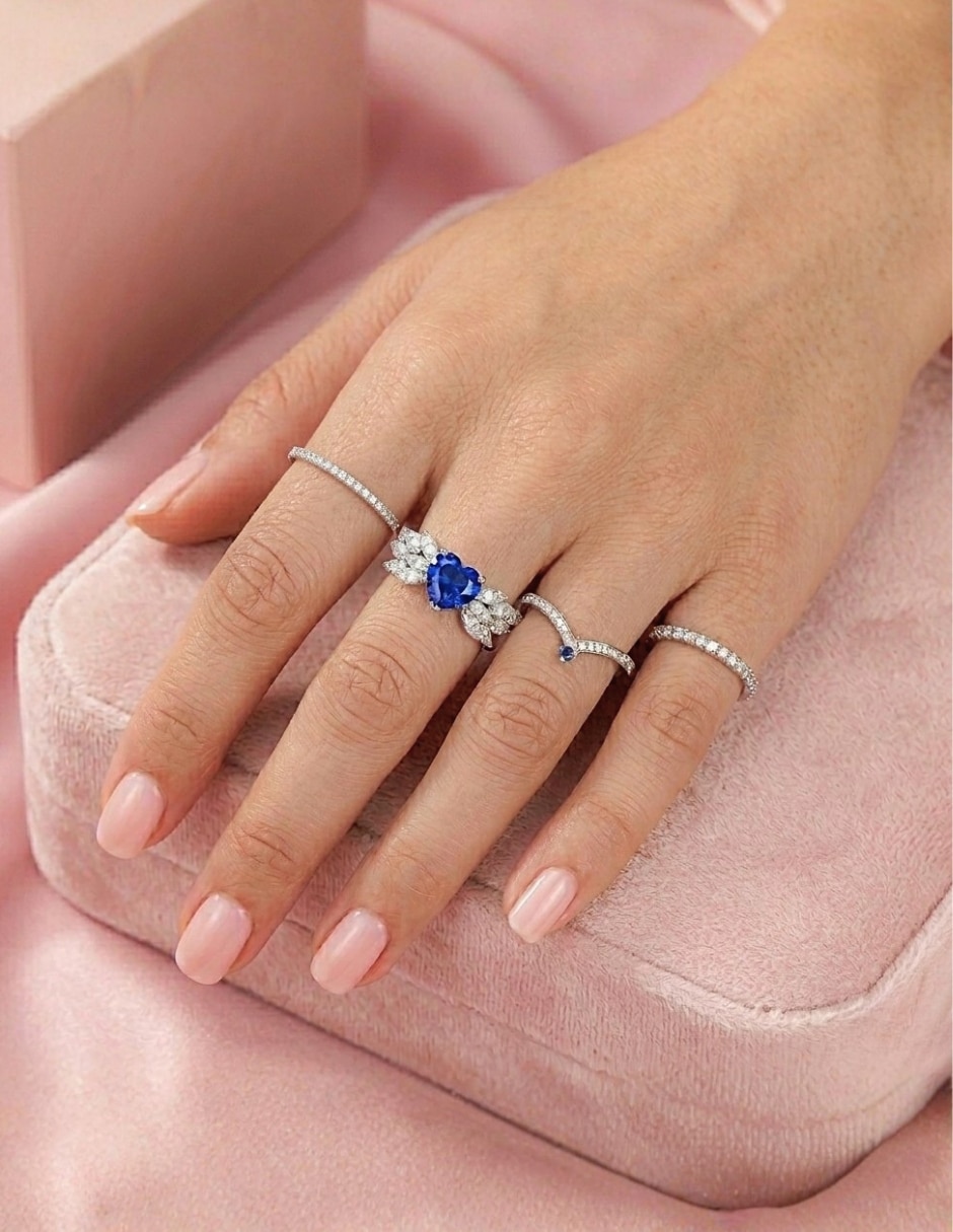 Anillo con gema de corazón aretize brillo p 925 de plata zirconia cúbica pavé