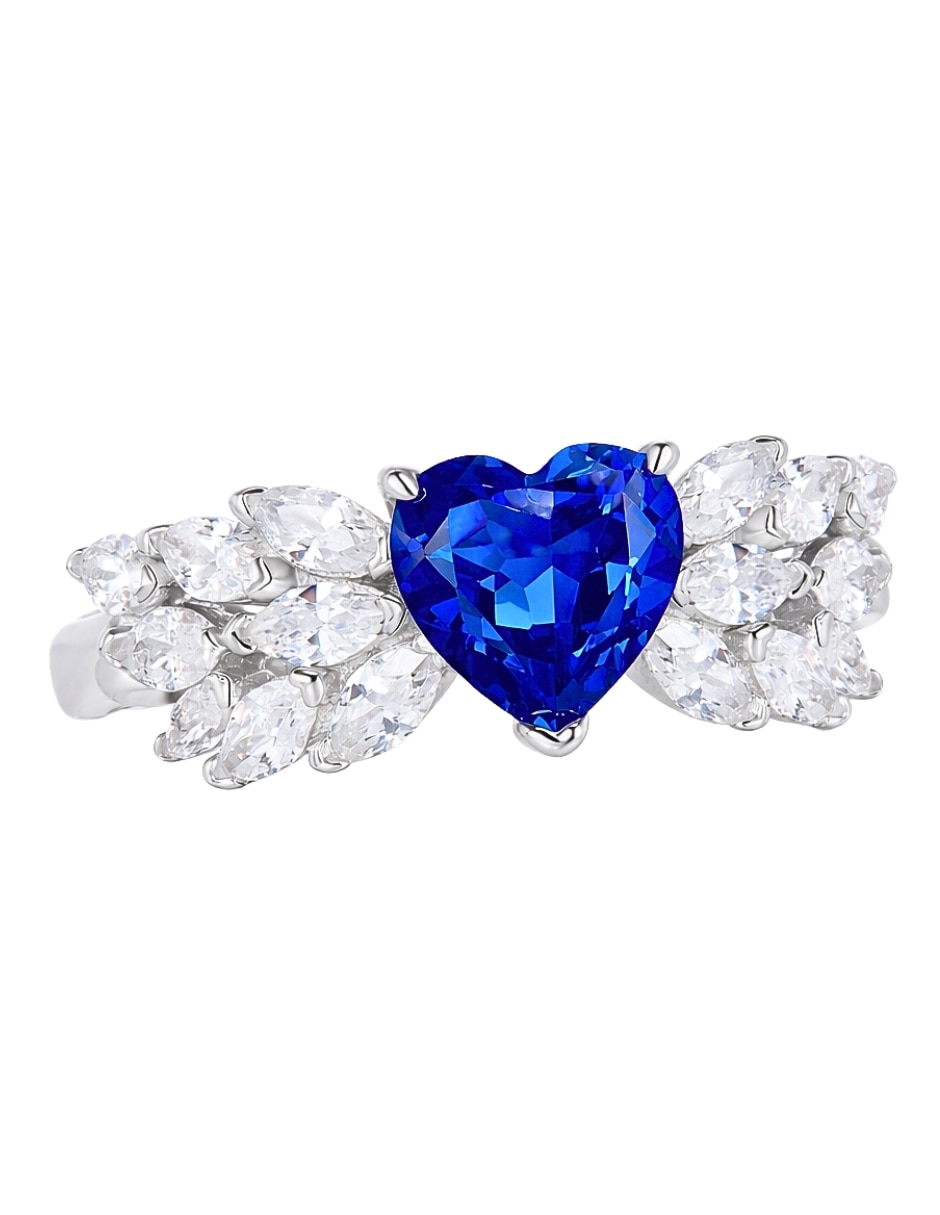 Anillo con gema de corazón aretize brillo p 925 de plata zirconia cúbica pavé