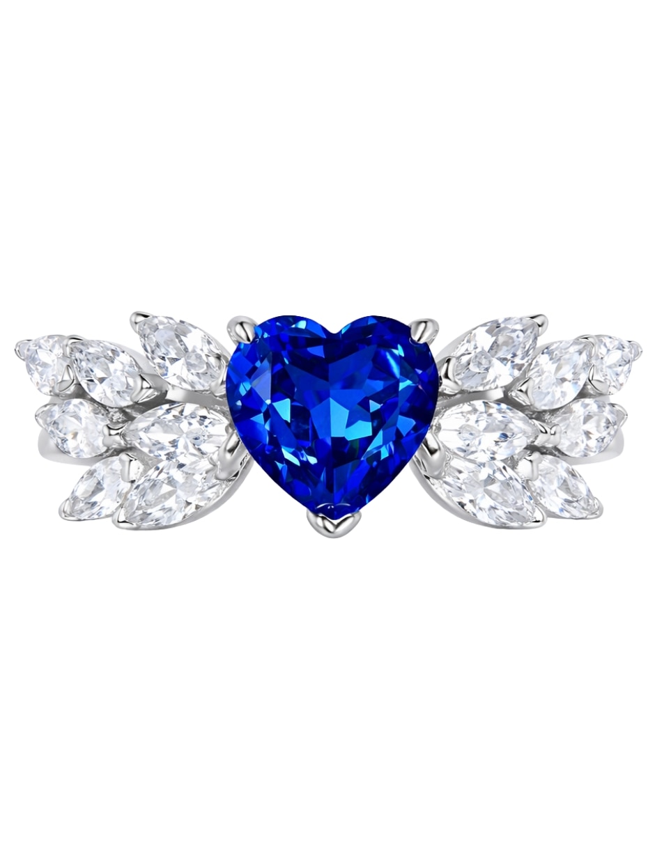 Anillo con gema de corazón aretize brillo p 925 de plata zirconia cúbica pavé