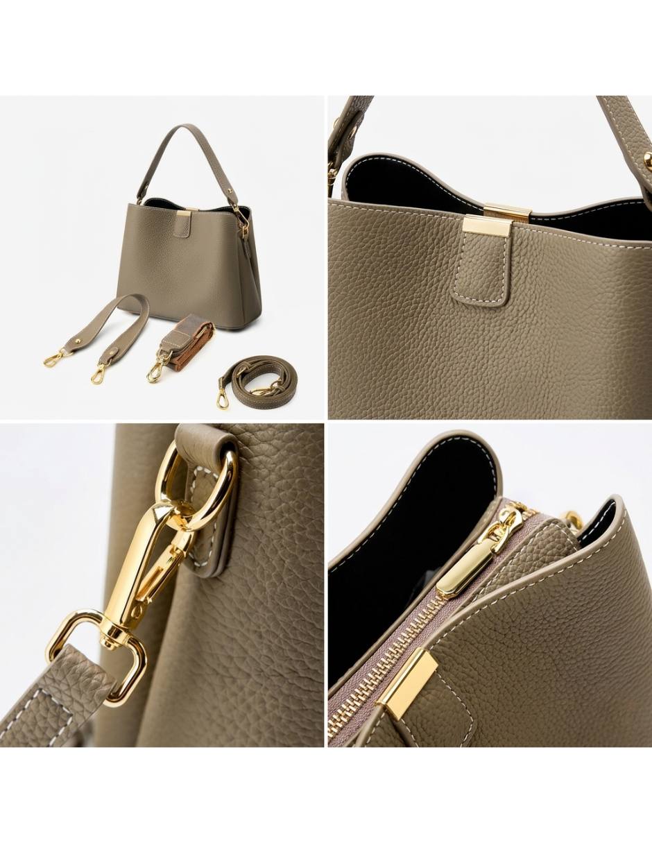 Bolsa bucket bolsa bucket de cuero mujer 5