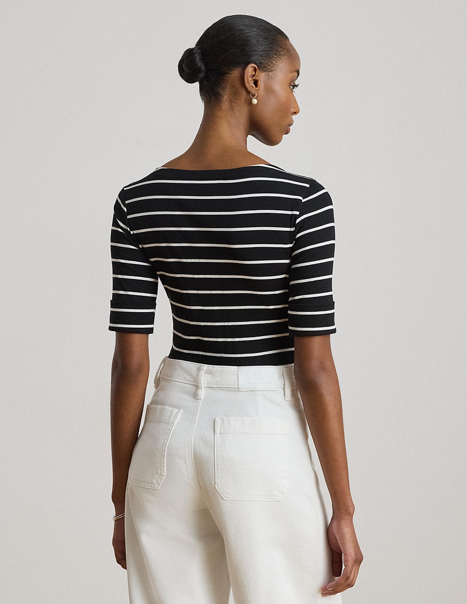 Playera manga al codo cuello redondo para mujer 2