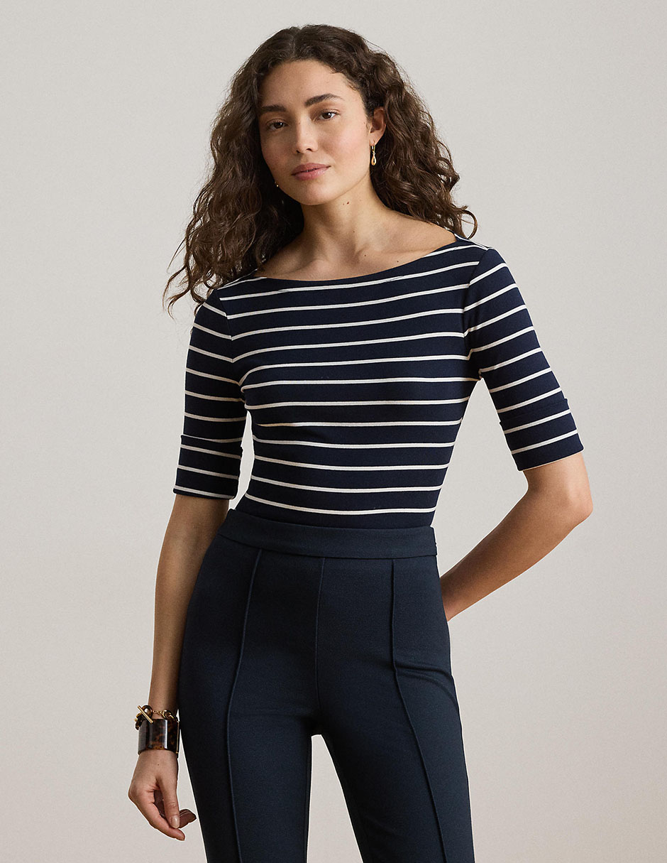 Playera manga al codo cuello redondo para mujer Playera manga al codo cuello redondo para mujer