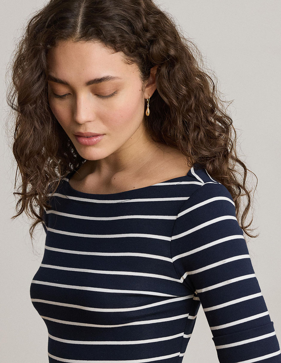 Playera manga al codo cuello redondo para mujer 4