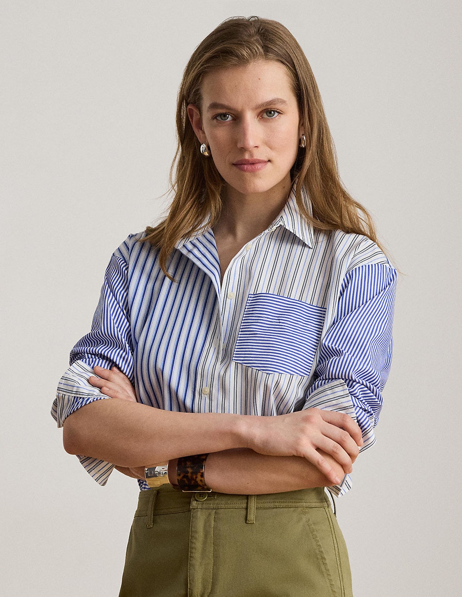 Blusa camisera manga larga para mujer