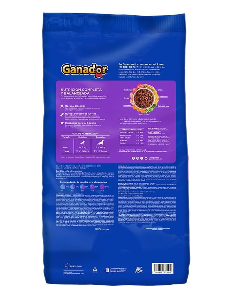 Croqueta Ganador original para perro etapa adulto contenido 20 kg