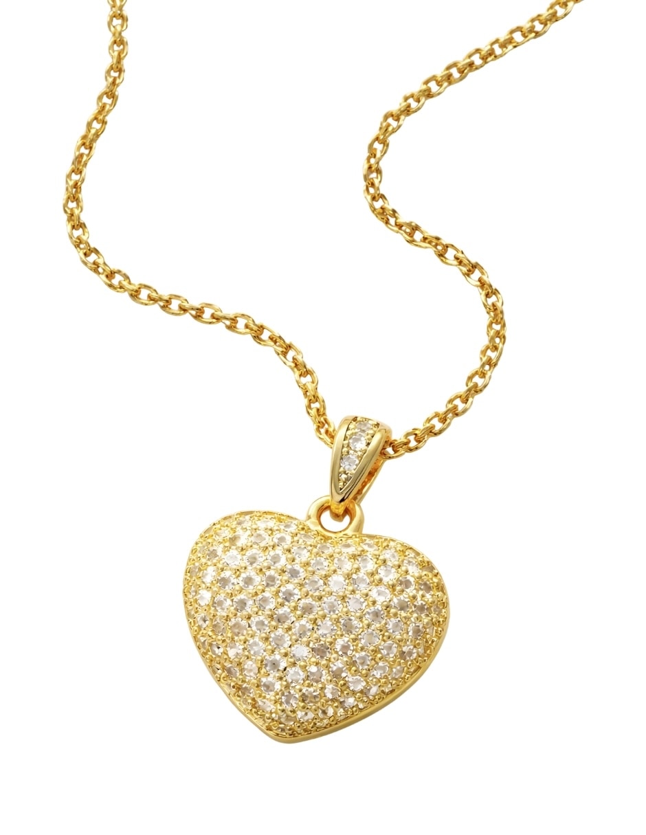 Aretes y collar de corazón Zvezda Aurore circonita con acabado chapa de oro