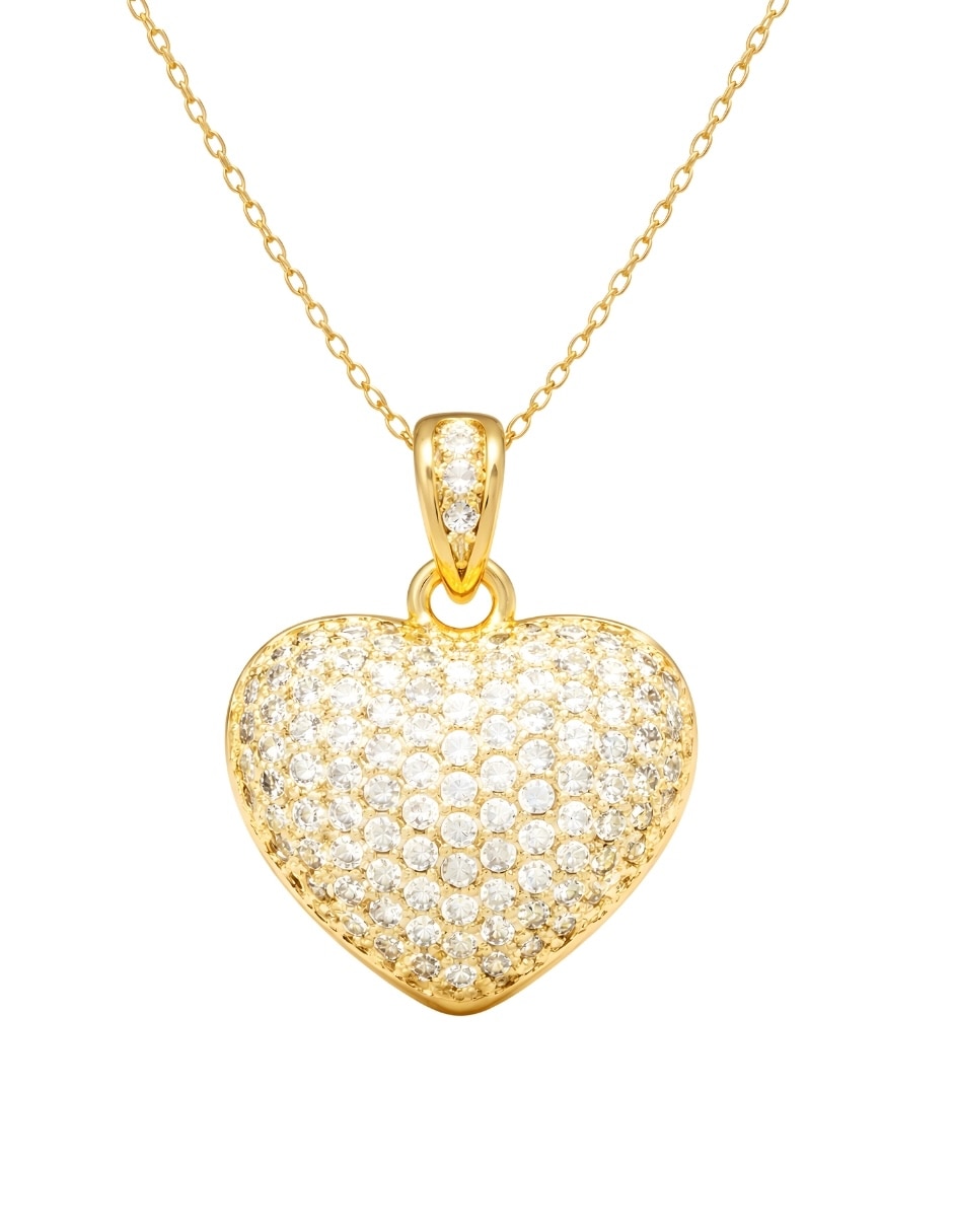 Aretes y collar de corazón Zvezda Aurore circonita con acabado chapa de oro
