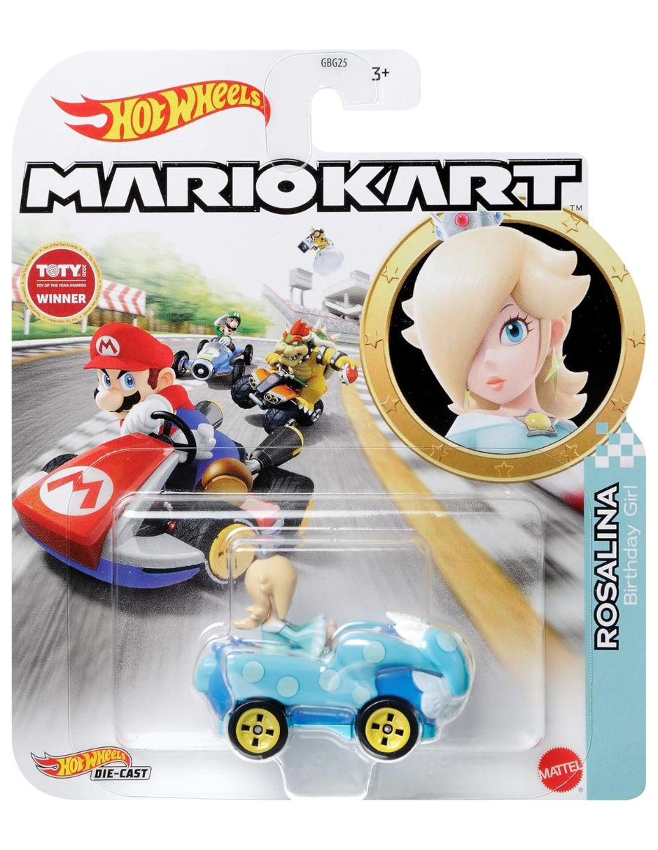 Figura de colección Mario Kart Hot Wheels 2026 Rosalina Birthday Girl Turboruban 2