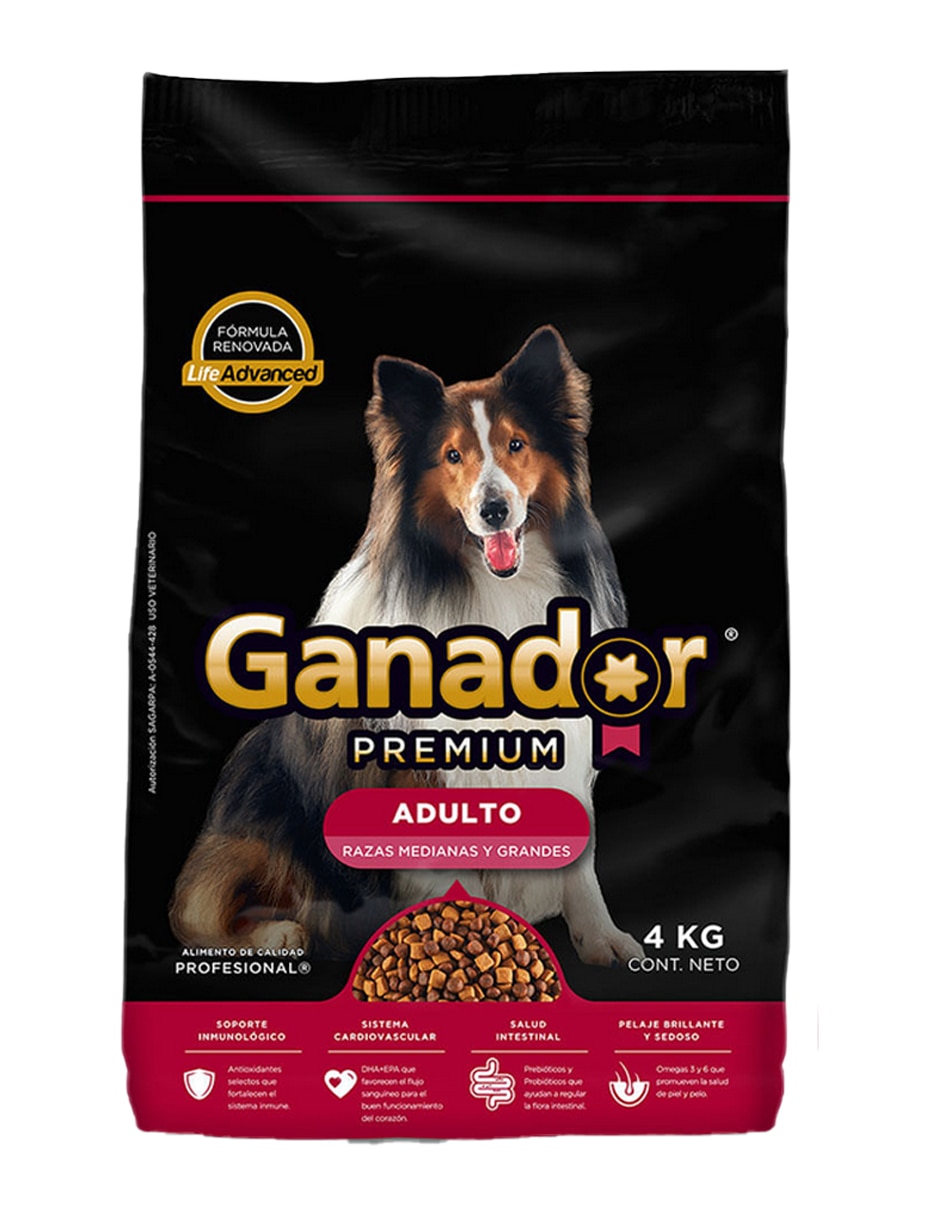 Croquetas Ganador de carne para perro etapa adulto contenido 4 kg