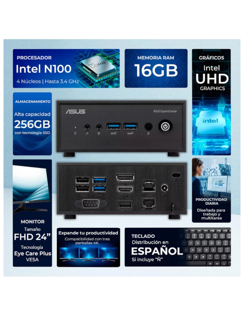 Mini PC PN42BBF-N10016256MTM Intel N100 Integrada 16 GB RAM 256 GB SSD 4