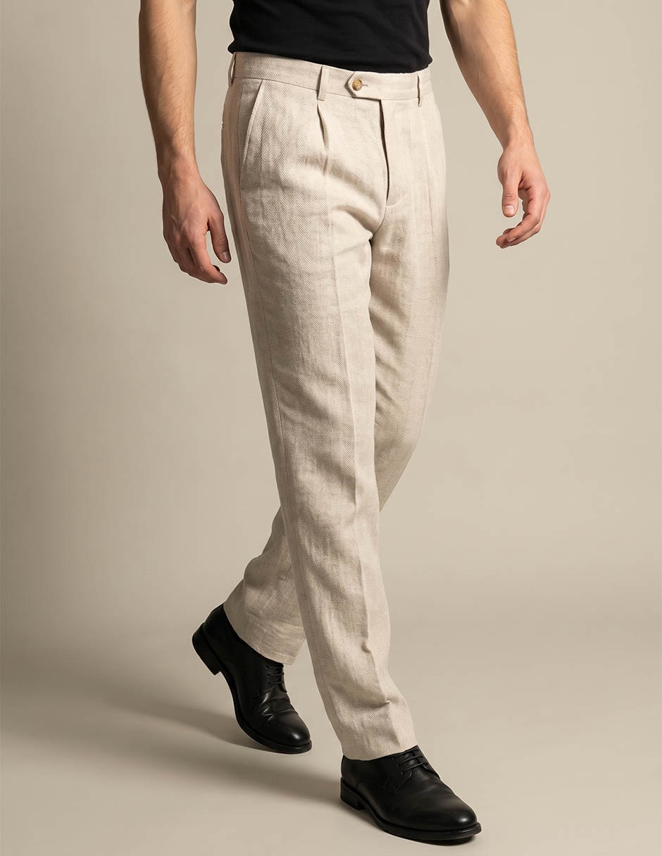 Pantalón Business casual de vestir recto lino para hombre Pantalón Business casual de vestir recto lino para hombre