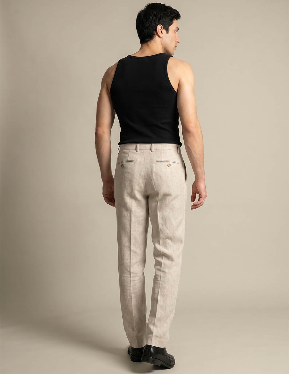 Pantalón Business casual de vestir recto lino para hombre 2