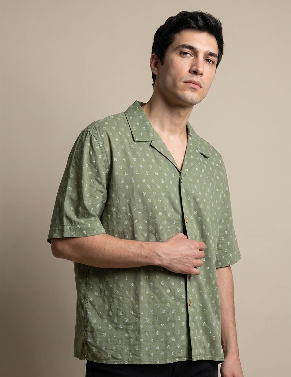 Camisa casual de algodón manga corta para hombre