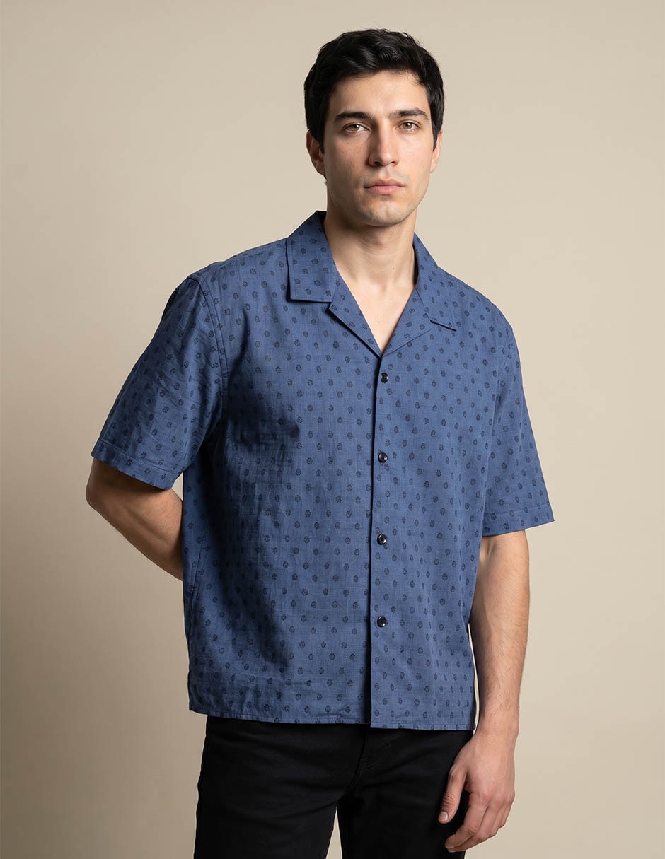 Camisa casual de algodón manga corta para hombre