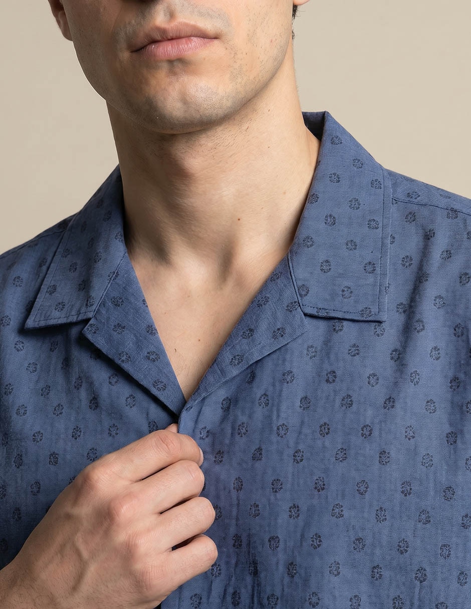 Camisa casual de algodón manga corta para hombre