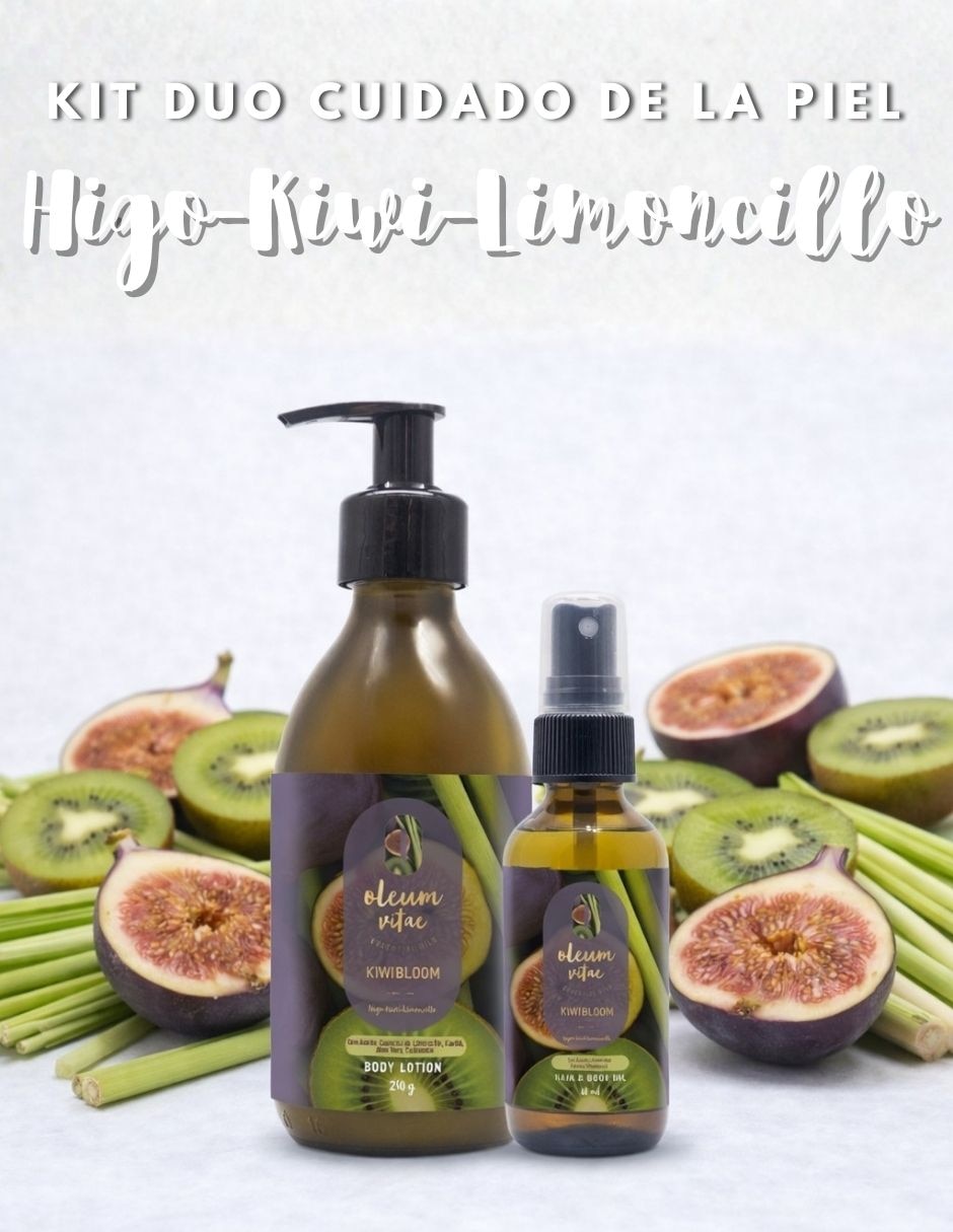 Kit tratamiento para cuerpo y cabello Kiwi Bloom Crema Corporal y Hair & Body Oil Higo Kiwi Limoncillo Oleum Vitae