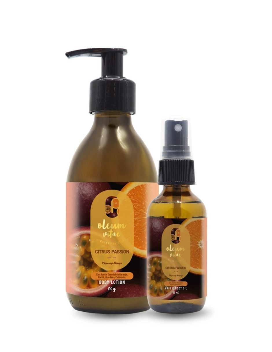 Kit tratamiento para cuerpo y cabello Citrus Passion Crema Corporal y Hair & Body Oil Maracuyá Naranja 1