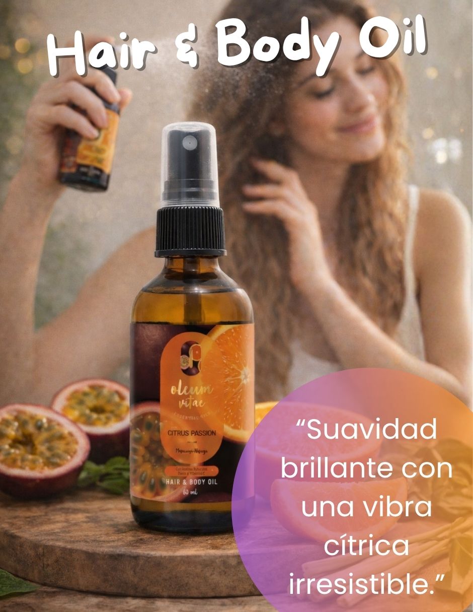 Kit tratamiento para cuerpo y cabello Citrus Passion Crema Corporal y Hair & Body Oil Maracuyá Naranja 3