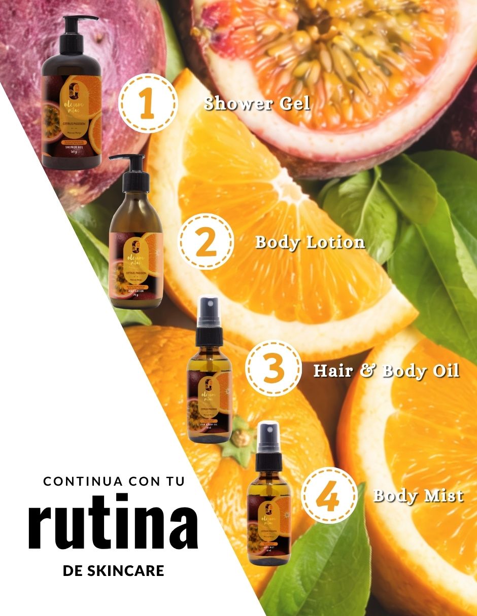 Kit tratamiento para cuerpo y cabello Citrus Passion Crema Corporal y Hair & Body Oil Maracuyá Naranja 6