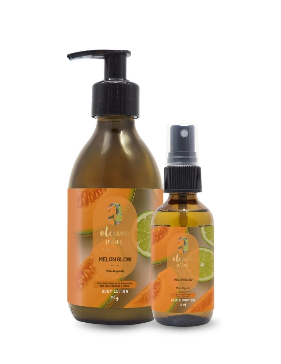 Kit tratamiento para cuerpo y cabello Melón Glow Crema Corporal y Hair & Body Oil Melón Bergamota Kit tratamiento para cuerpo y cabello Melón Glow Crema Corporal y Hair & Body Oil Melón Bergamota