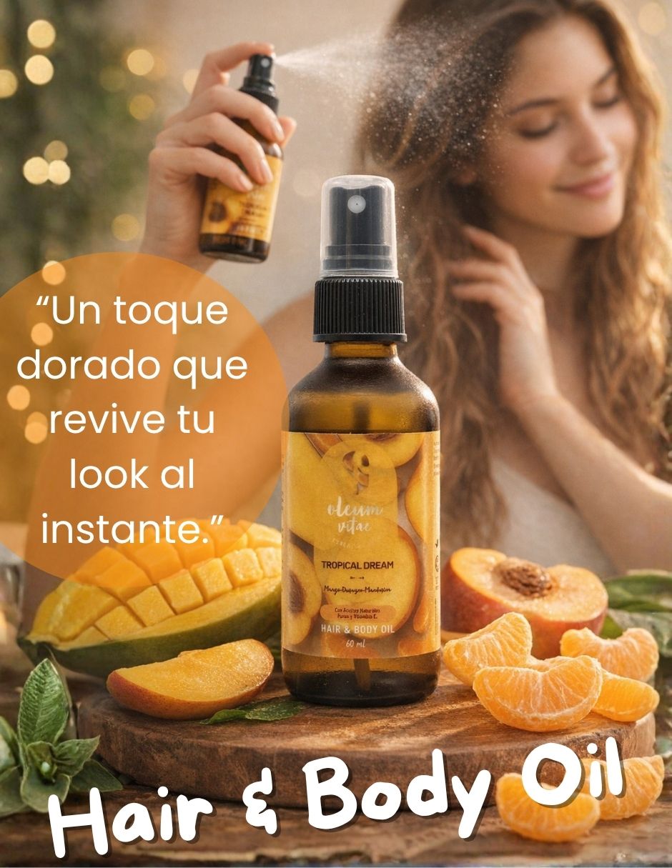 Kit tratamiento para cuerpo y cabello Tropical Dream y Hair & Body Oil Mango Durazno Mandarina Oleum Vitae