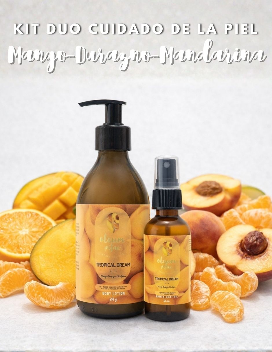 Kit tratamiento para cuerpo y cabello Tropical Dream y Hair & Body Oil Mango Durazno Mandarina Oleum Vitae