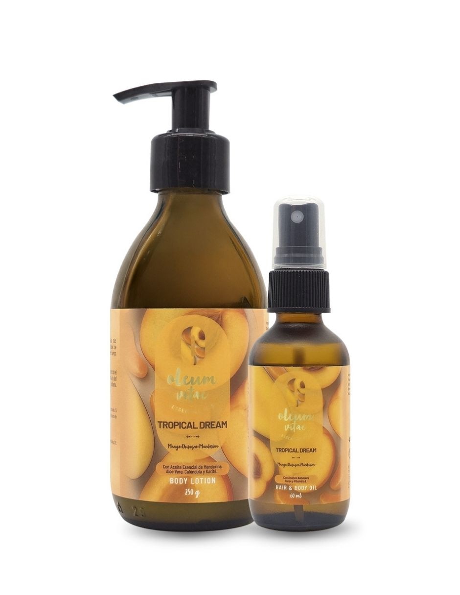 Kit tratamiento para cuerpo y cabello Tropical Dream y Hair & Body Oil Mango Durazno Mandarina