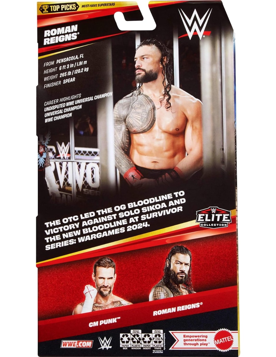 Figura de colección articulada WWE Roman Reigns Collectors Mattel