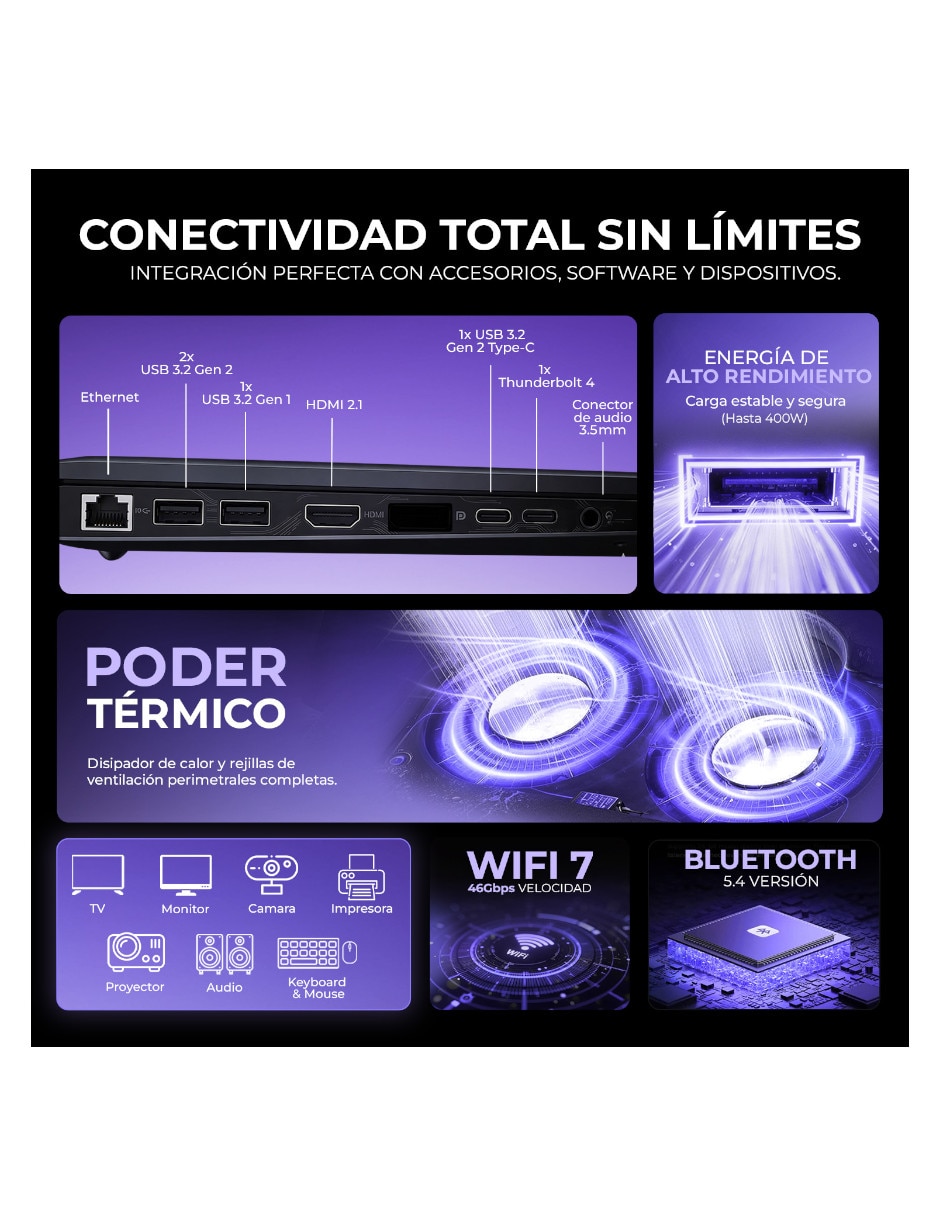 Laptop gamer LENOVO Legion Pro 7i 16 pulgadas QHD+ Intel core ultra 9 NVIDIA GeForce RTX 5090 64 GB RAM 1 TB SSD