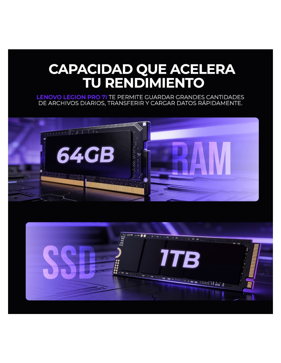 Laptop gamer LENOVO Legion Pro 7i 16 pulgadas QHD+ Intel core ultra 9 NVIDIA GeForce RTX 5090 64 GB RAM 1 TB SSD