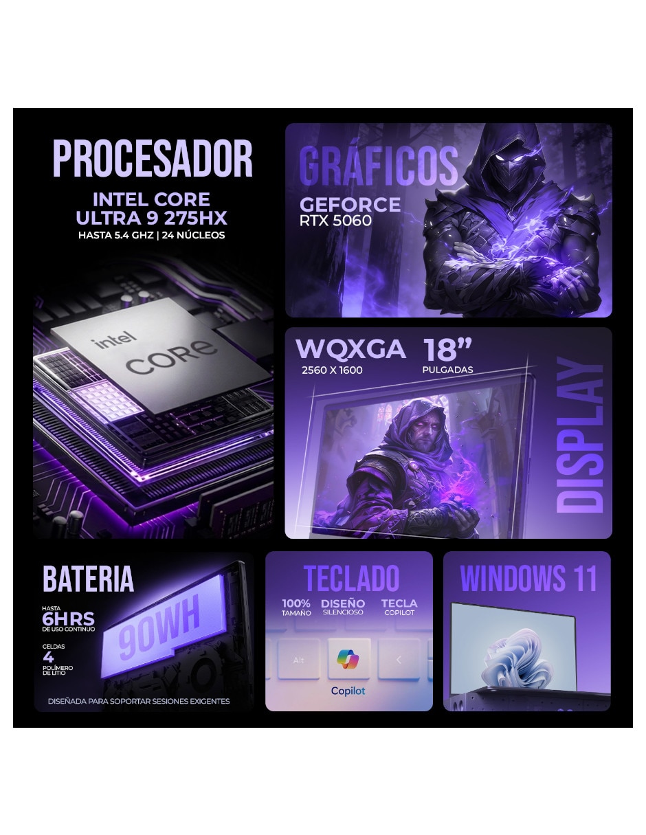 Laptop gamer ASUS ROG Strix G18 18 pulgadas WQXGA Intel core ultra 9 NVIDIA GeForce RTX 5060 32 GB RAM 1 TB SSD