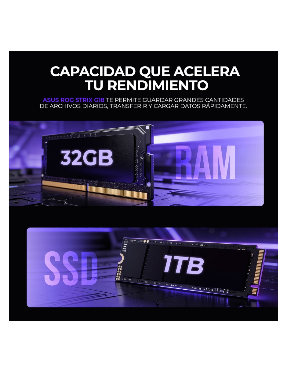 Laptop gamer ASUS ROG Strix G18 18 pulgadas WQXGA Intel core ultra 9 NVIDIA GeForce RTX 5060 32 GB RAM 1 TB SSD