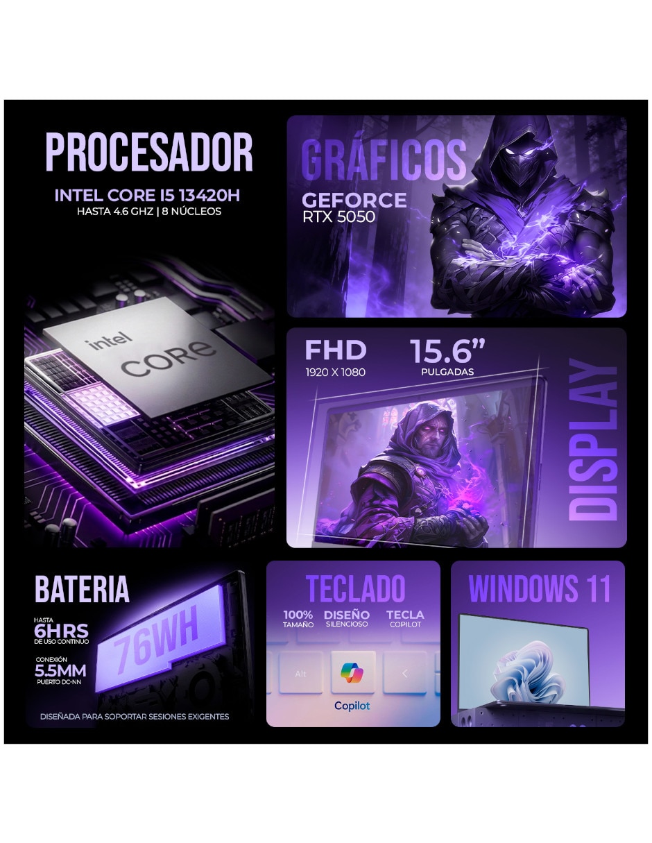 Laptop gamer V15I-5050C5321TM 15.6 pulgadas Full HD Intel Core i5 NVIDIA GeForce RTX 5050 32 GB RAM 1 TB SSD 5