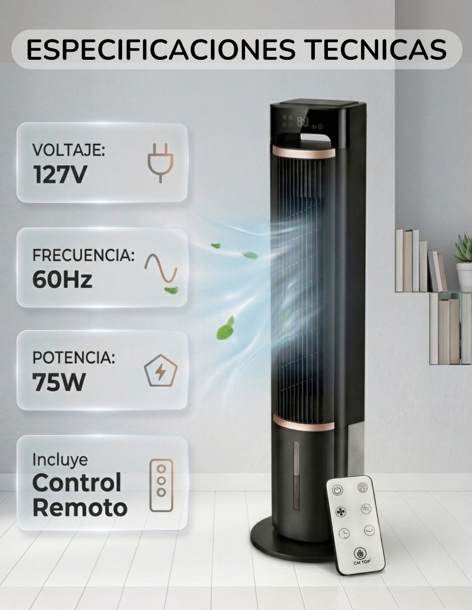 Ventilador de torre con control remoto 3 velocidades 5