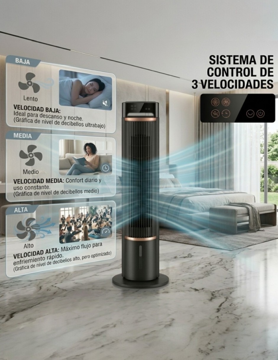 Ventilador de torre con control remoto 3 velocidades 3