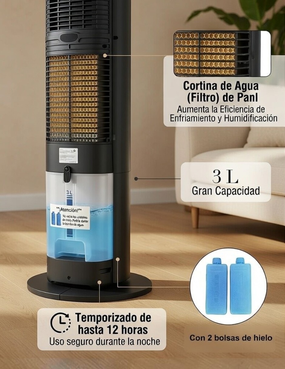 Ventilador de torre con control remoto 3 velocidades 6