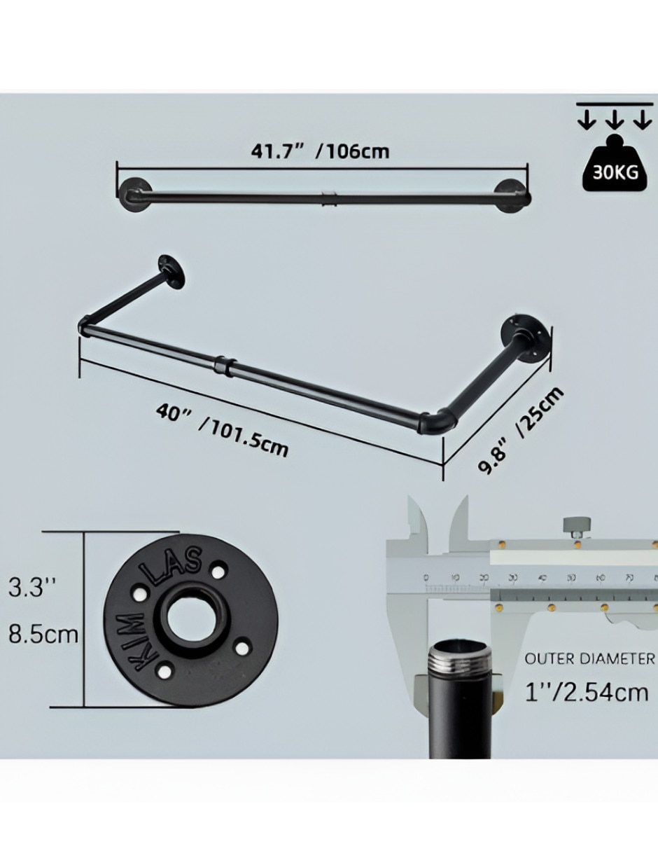 Percha/perchero de pared de hierro 2 gancho/ganchos 4