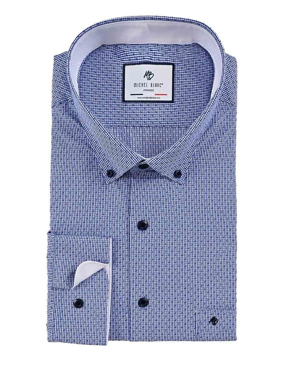 Camisa casual michel blanc manga larga para hombre