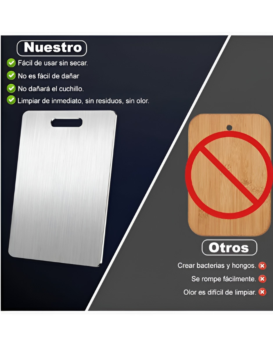 Set tabla para picar de acero inoxidable