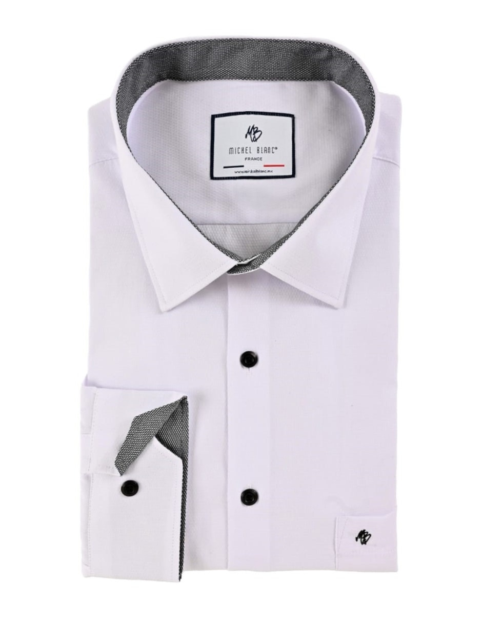 Camisa casual michel blanc manga larga para hombre