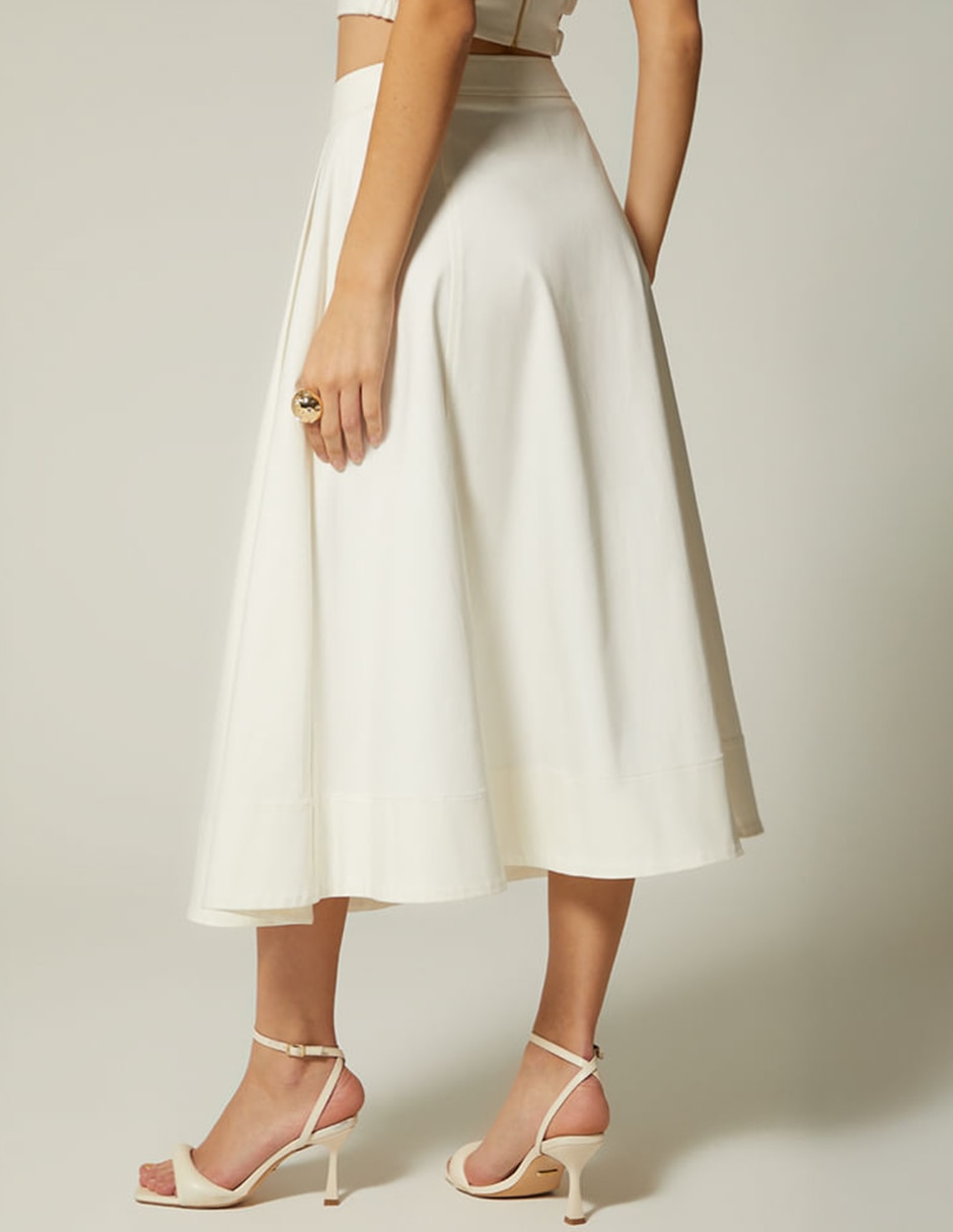 Falda midi abs de algodón y elastano a la cintura